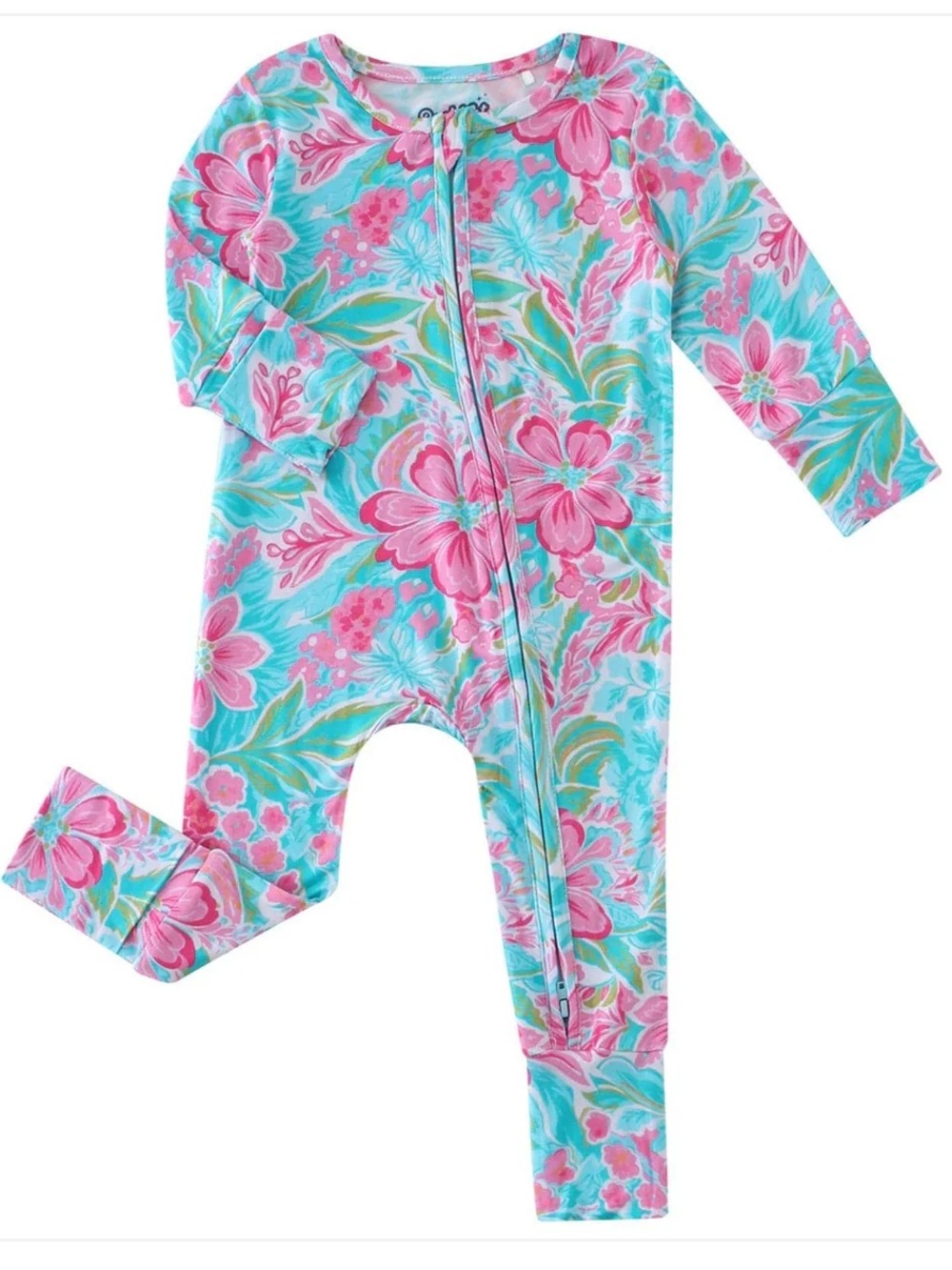 PoshTOT Bright Florals Bamboo Convertible Zip Romper 18-24 Months